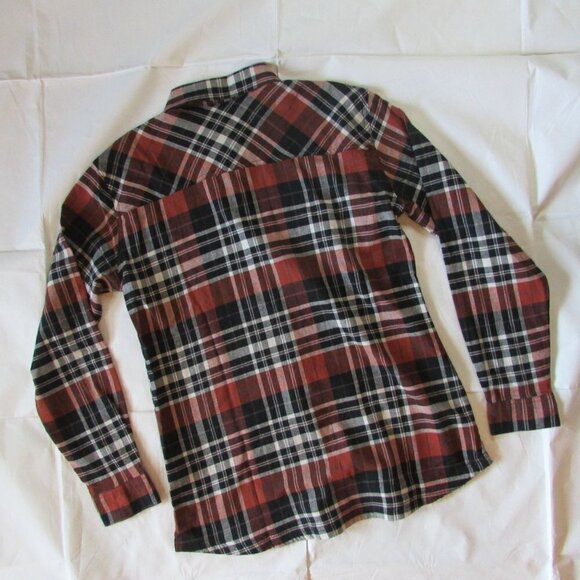 Fox Racing Women's Medium Foxlover Stretch Flannel Plaid Snap Button Shirt - Cop - Picture 2 of 6